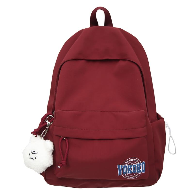 Student School Bag Women's Lightweight Travel Small Backpack Solid Color Backpack