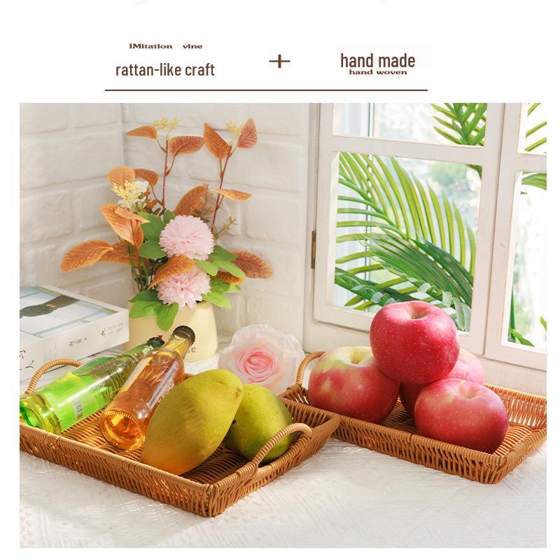 Rattan Weave Fruit & Bread Tray - Snack & Vegetable Storage Basket
