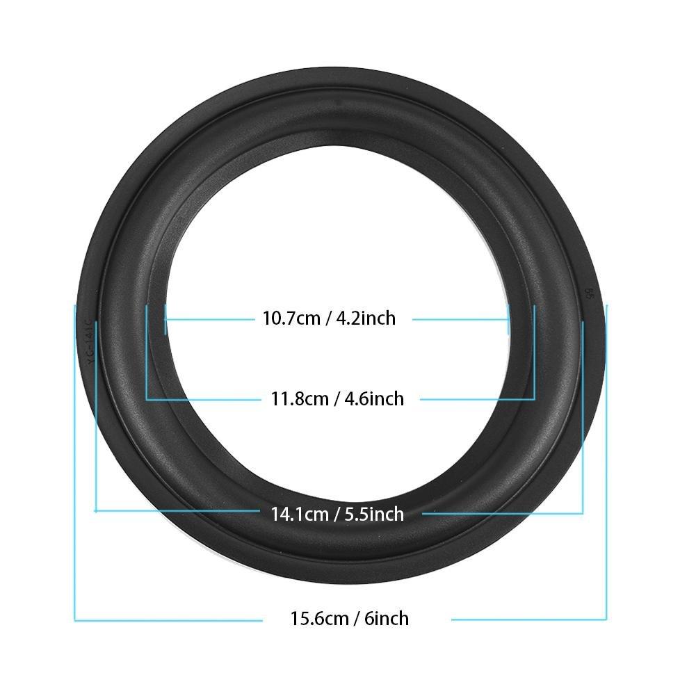 Anauto 2pcs Audio Speaker Rubber Perforated Rubber Edge Surround Speaker Durable Repair Parts Replacement Parts Christmas Black 6-inch/156mm