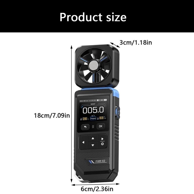 Pocket Size Wind Speed Gauge Measuring Wind Temperature Wind Chill Humidity Digital Anemometer Digital Airflows Meter