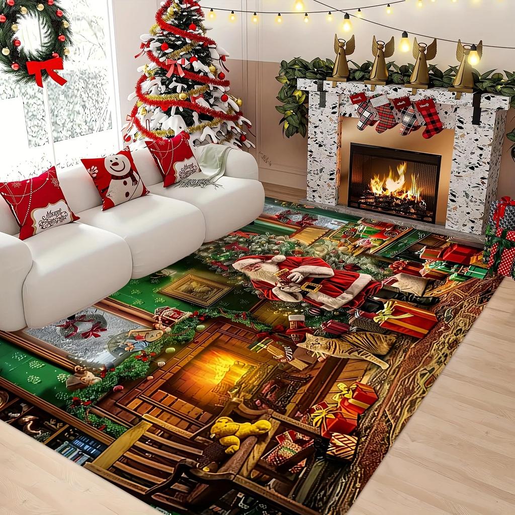 Santa Claus-Themed Pattern Carpet Merry Christmas Carpet Rug for Bedroom Carpet Live Room Large Size Mat Area Rugs Home Decor