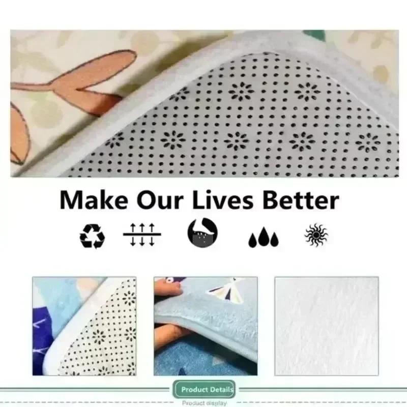 Nordic Style Baby Room Cartoon Animal Pattern Carpet Fresh Comfortable Kids Bed Floor Mat Bedroom Foot Mat Toy Storage