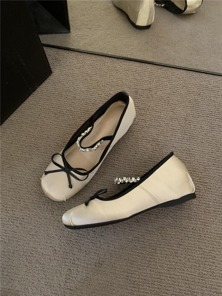 French Evening Breeze New Chinese Single Shoes Women's Shoes Inner Height Increase Spring and Summer Evening Shoes Rhinestone Mary Jane Shoes High He