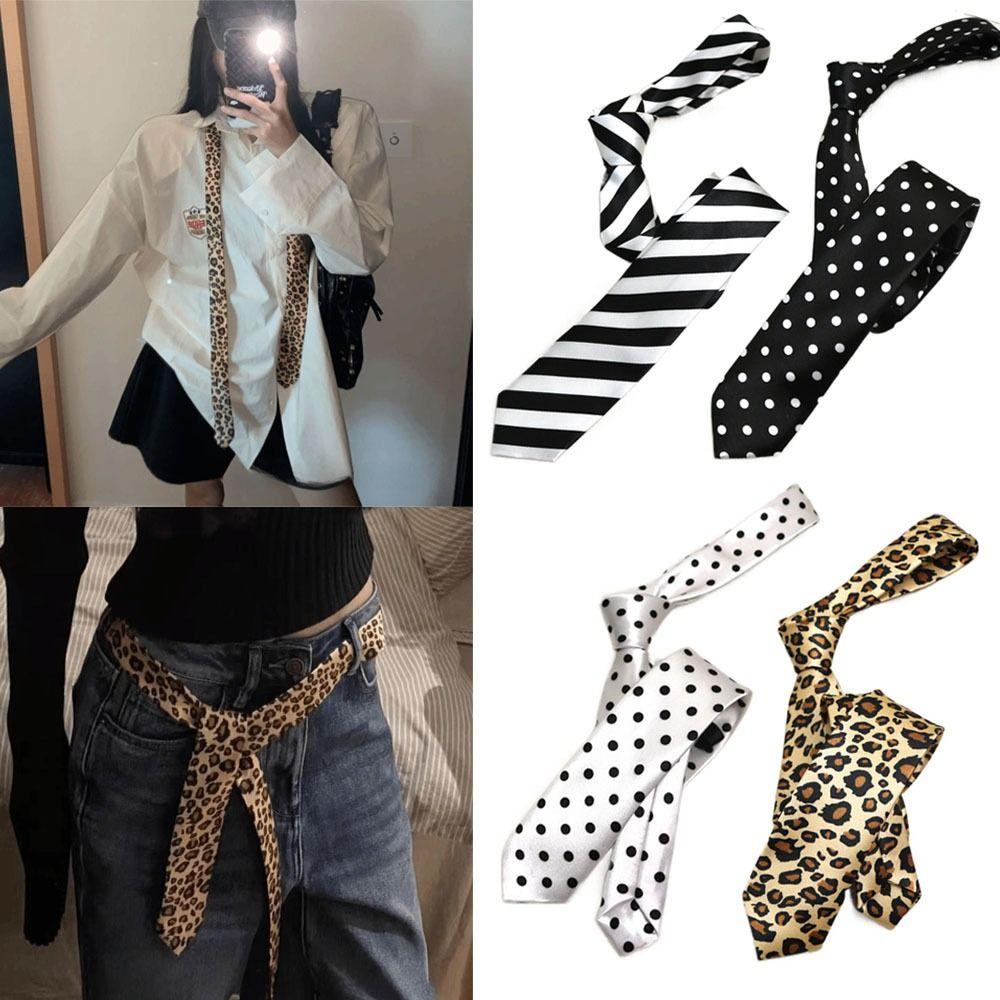 Trendige Gestreifte Krawatte 5 cm Breit Schmale Krawatte Retro Leopardenmuster Krawatte Tägliche Kleidung