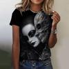 Summer Round Neck 3D Skull Print Top Fashionable Casual Short Sleeved Women's T-shirts