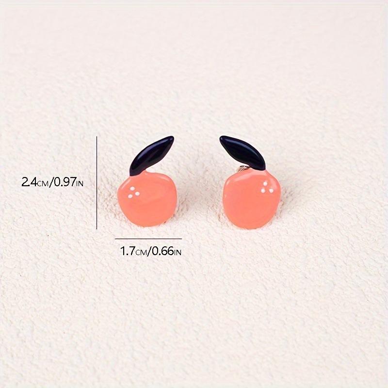 Pink pomegranate stud earrings cartoon cute delicate small temperament elegant