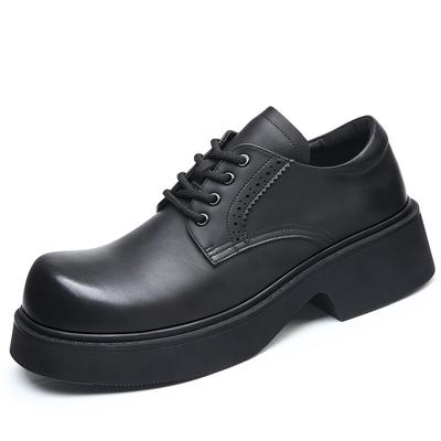 FashionRetro Black Platform Shoes for Men Fashion Casual Increase 5cm Big Head Men's Dress Shoes Spring Autumn Designer Derby Shoe Male