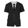 Men Role Play Funny 3D Print Fake T-shirt Round Neck Casual Short Sleeve T Shirts Fun Cosplay Pirate Captain Graphic Fashion New