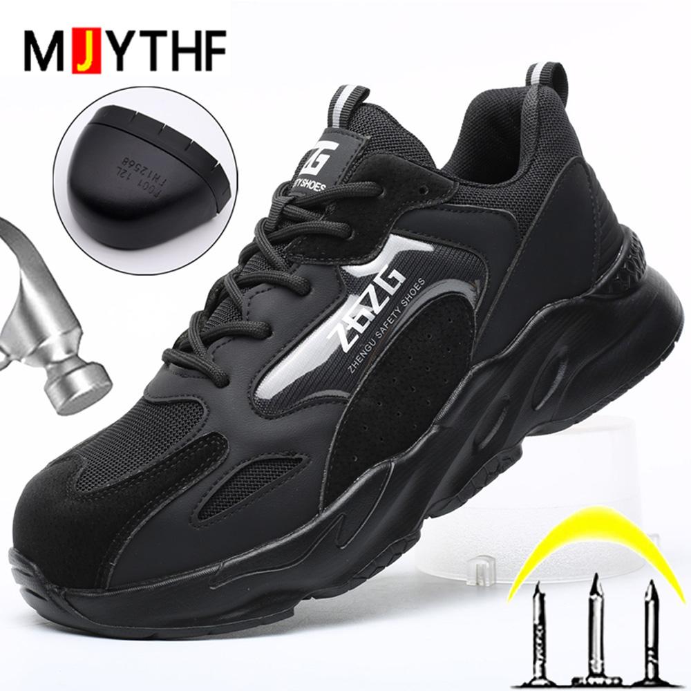 New Black Work Safety Shoes Anti-smash Anti puncture Work Sneakers Steel toe shoes Lightweight comfort Protection Shoes Security