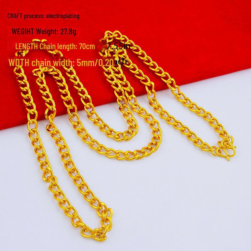 Men's Alloy Gold-Tone Necklace – Bold, Durable, Street Style Accessory