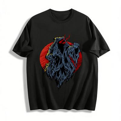 Dark Style Faceless Ghost Print Trendy Casual Crew Neck T-Shirt Pure Cotton T-shirt