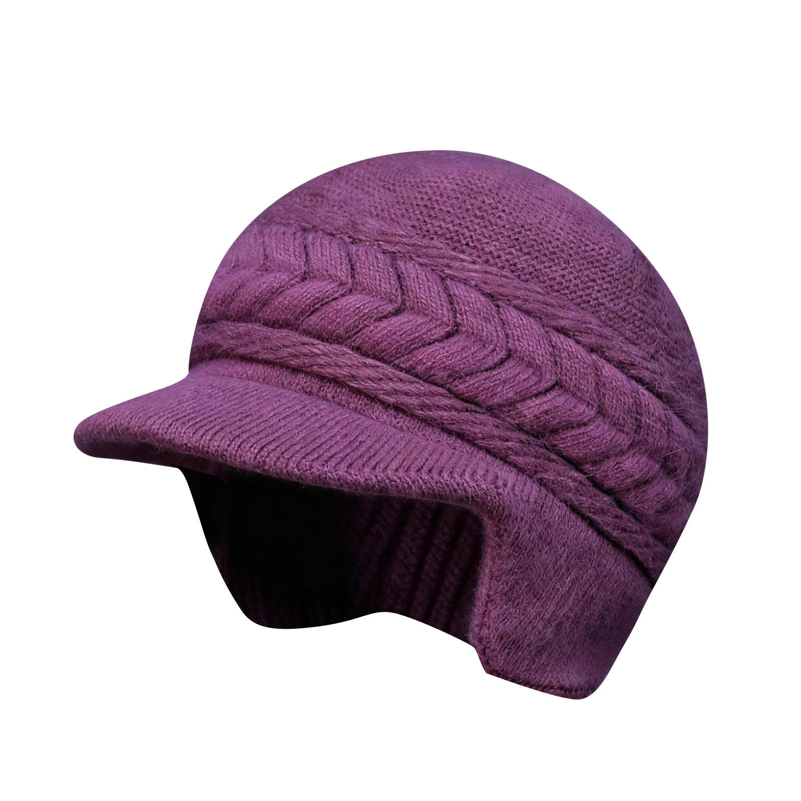 

Women s Ear Protecting Knitted Fleece Lined Thickened Warm Woolen Hat Fashionable Baseball Cap One Size