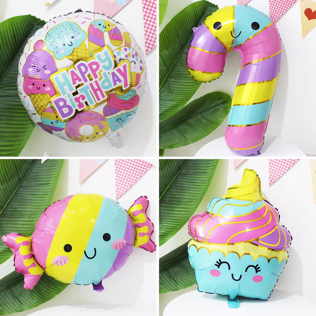 6 Stück-Eisballons, Bonbonballons, geeignet für Geburtstagsfeierdekorationen, Macaron-Thema, Bonbon-Themenparty