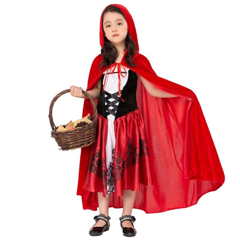 Halloween Costume Little Red Riding Hood Costume Big Grey Girl Stage Costume Girls Cloak Cloak Cloak