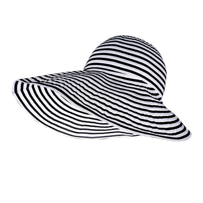 

Складная шляпа от солнца с широкими полями для женщин, защита от солнца летом, шляпа рыбака в полоску для большой головы, шляпа от солнца для велосипеда M（56-58cm）