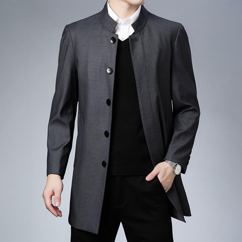 

Ветровка для мужчин среднего возраста, весенняя и осенняя куртка для папы, шелковая деловая повседневная одежда для дедушки 170