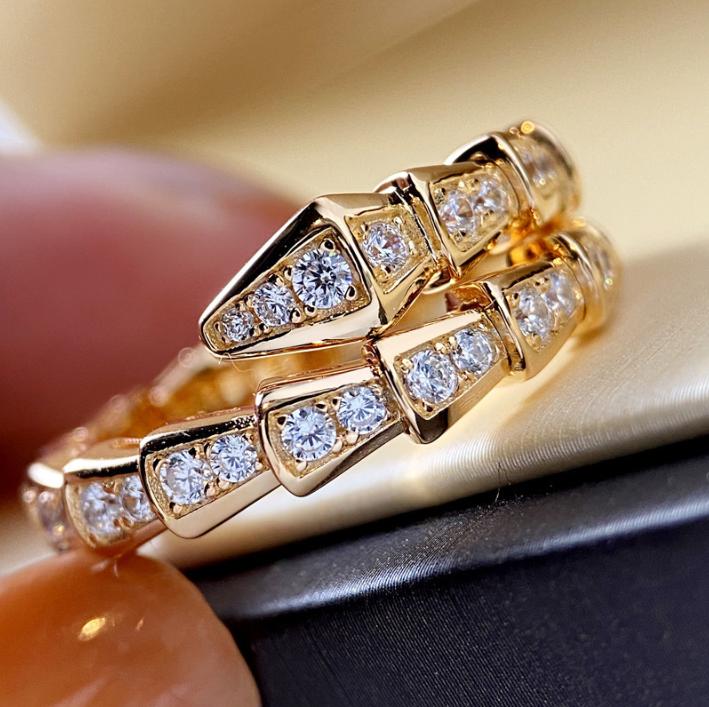 Light Luxury Small Snake Ring Ins Trendy Diamond-studded Open Snake Bone Index Finger Ring
