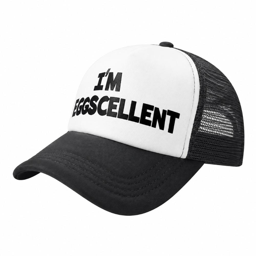 Foam Mesh I'M EGGSCELLENT Trucker Cap Curved Brim Snapback Cap Fashion Golf Hat For Men Women