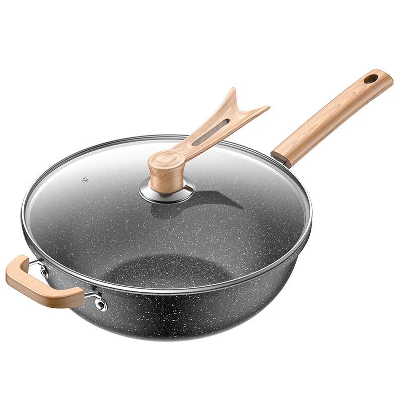 Yoshida Craftsman 34cm Maifan Stone Non-stick Wok with Lid