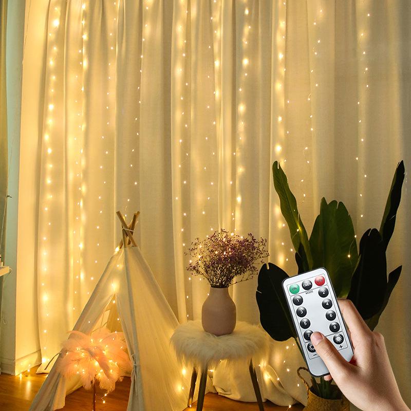 Cross-Border USB Copper Wire Curtain Lights - Christmas Indoor Garland String Star Lights
