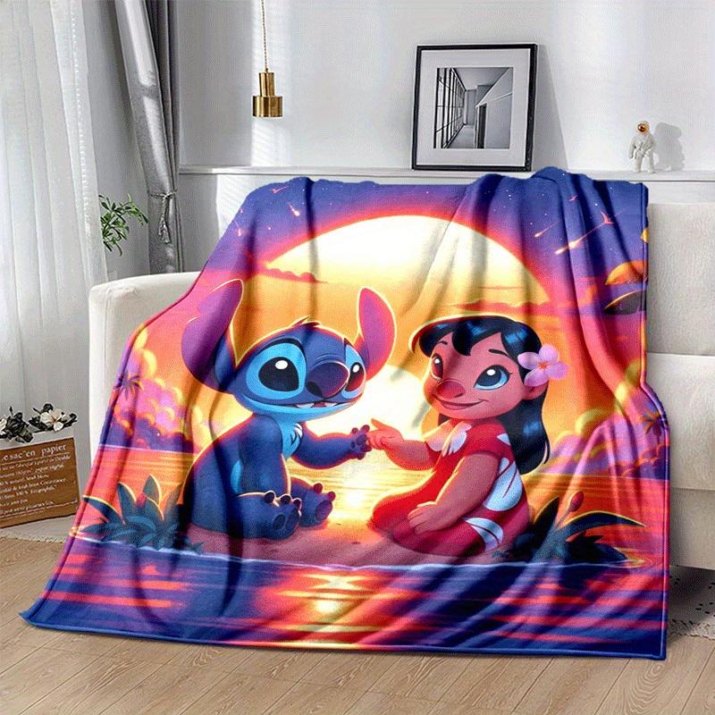 1pc Cute Stitch Printing Blanket - Soft, All-Season Throw for Living Room, Bedroom,Personalized Gift with Adorable Cartoon Design
