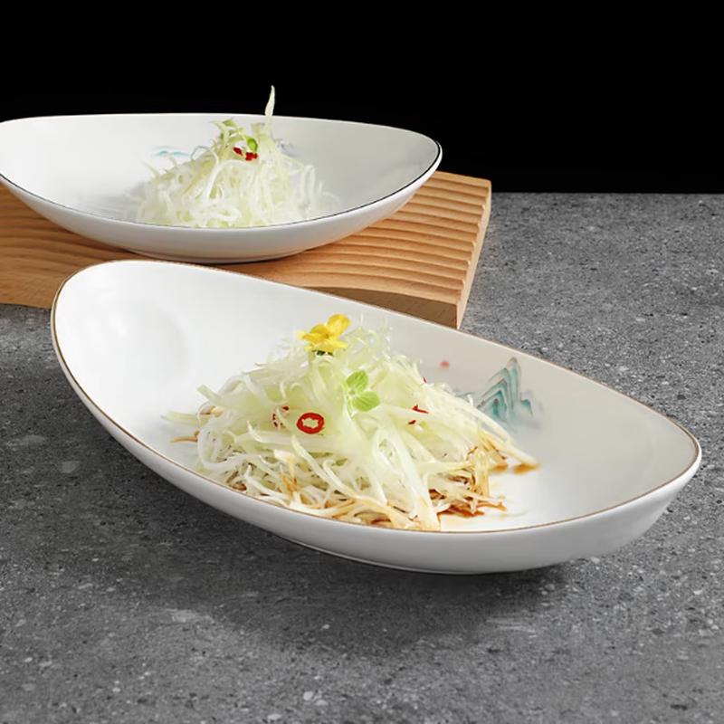 Taisun Qianli Jiangshui Ceramic Boat-Shaped Serving Plates