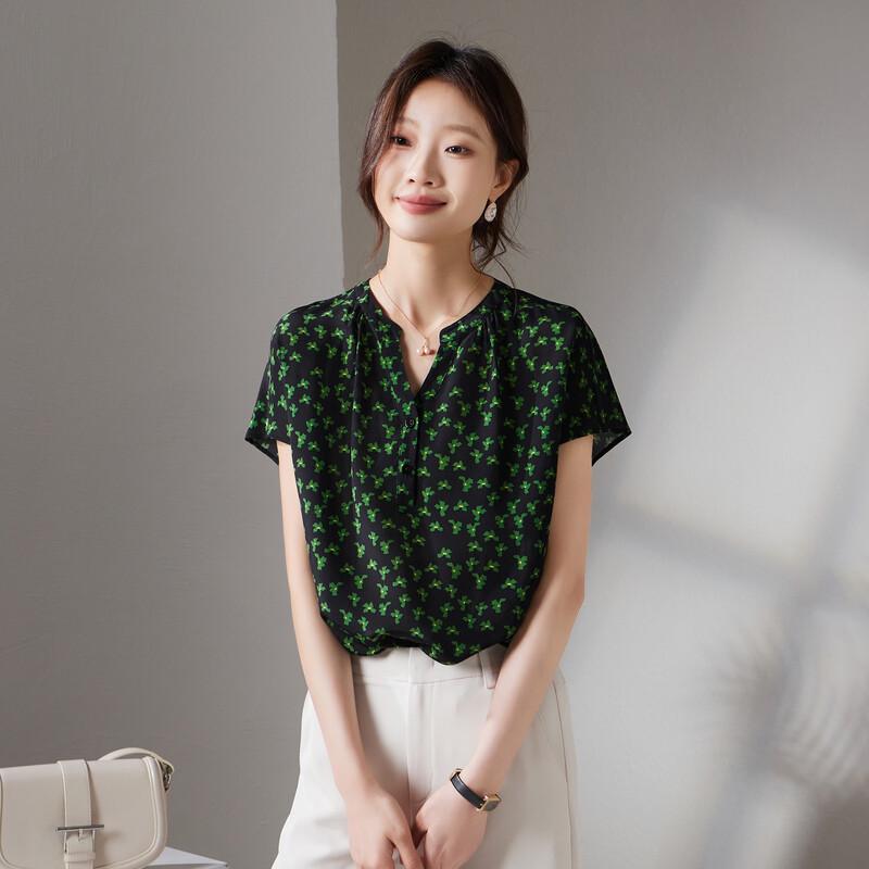 SOFSIL 2026 Summer Silk Short Sleeve Printed Shirt