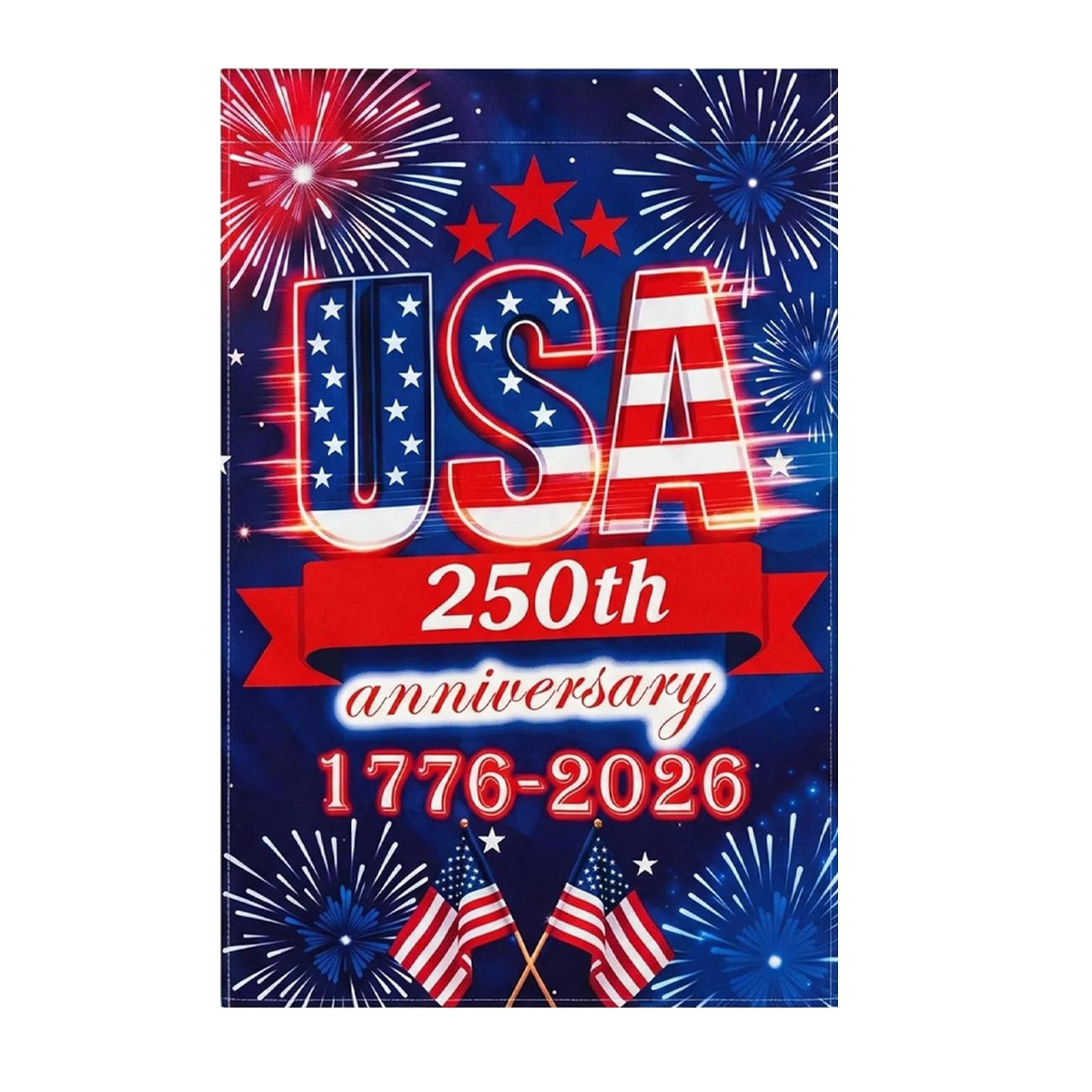 

46x30cm USA 250th Anniversary Flag Banner 1776-2026 Commemorative Decoration for Independence Day Celebration Outdoor Indoor Display One Size
