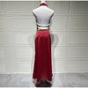 Women's Satin Sexy V-neck Temperament Halter Dress Summer New Slim Long Skirt Halter