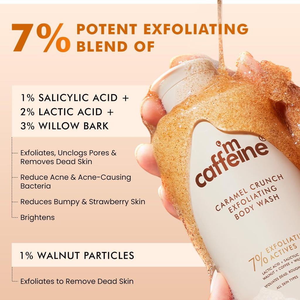 mCaffeine De-Tan & Exfoliating Body Wash Set of 2 | Guava & Caramel 300 ml Each | Brighten Skin & Smooth Body Texture