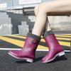 Water shoes medium tube women's outer wear adult rain shoes rain boots warm rubber shoes kitchen non-slip waterproof shoes women's fashion
