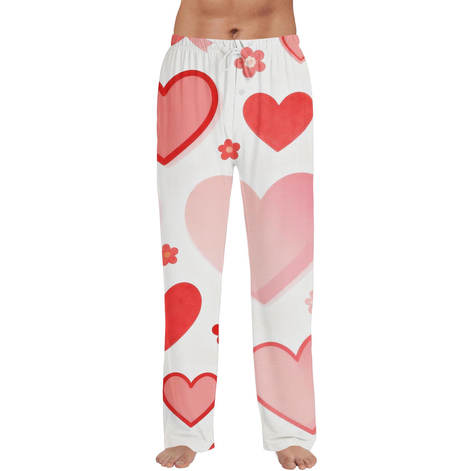 

Men s Valentine s Day Fashion Printed Casual Straight Leg Pants S рожевий
