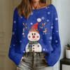 Women's Fashion Round Neck Long Sleeve Christmas Print Casual Pullover Sweater Top