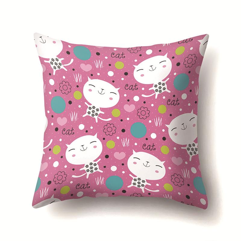 Cat Geometric Cute Single-sided Pillowcase Sofa Office Cushion Cover Living Room Waist Cover Bedroom Back Cover