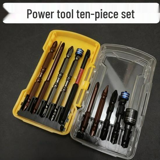 Set de zece piese cu biți magnetici cu cap plat și Phillips pentru impact