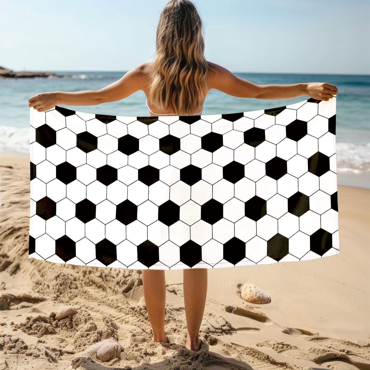 

1pc football Print towel Sports Quick-Drying Super Absorbent Camping Towel Super Soft Lightweight Gym Swimming Yoga Beach Towel W30*H60(CM)