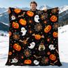 Blanket- Magical Patterns of Ghosts, Pumpkins, Bats, and Spider Webs- Soft Flannel Decorative Blanket, Suitable All Seasons, Sofa, Bed, Party- Home De