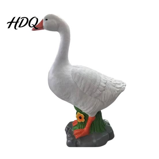 Decorative Goose Statue 12.8 Inch Porch Statue Large Resin Realistic Cement Finished B