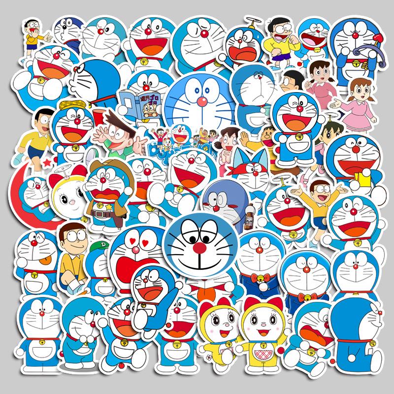 50 Doraemon Cartoon Waterproof Suitcase & Notebook Stickers