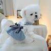 Reusable Pet Denim Dress With Bow Pet Skirt Soft Dog Denim Skirt  Outing