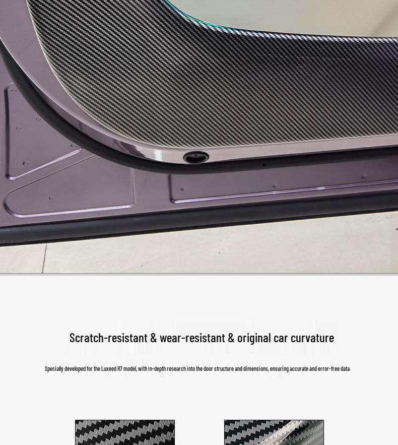 Luxeed R7 Carbon Fiber Car Door Kick Mats - Protective Interior Stickers