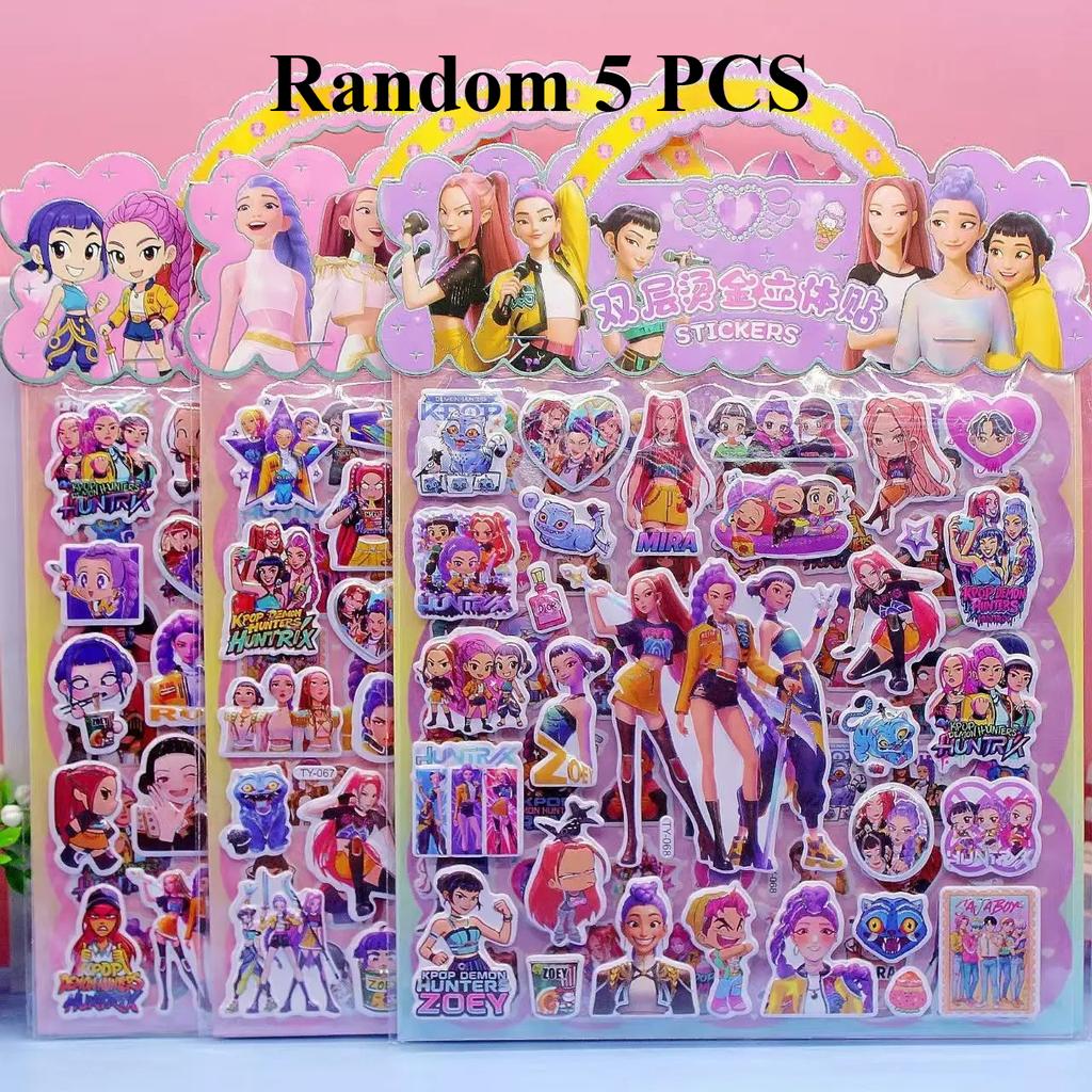 1/3/5PCS Kpop Demon Hunters Sticker Anime Tiger Rumi Mira Zoey Laser Cut Stickers Office Stationery School Supplies Party Gifts