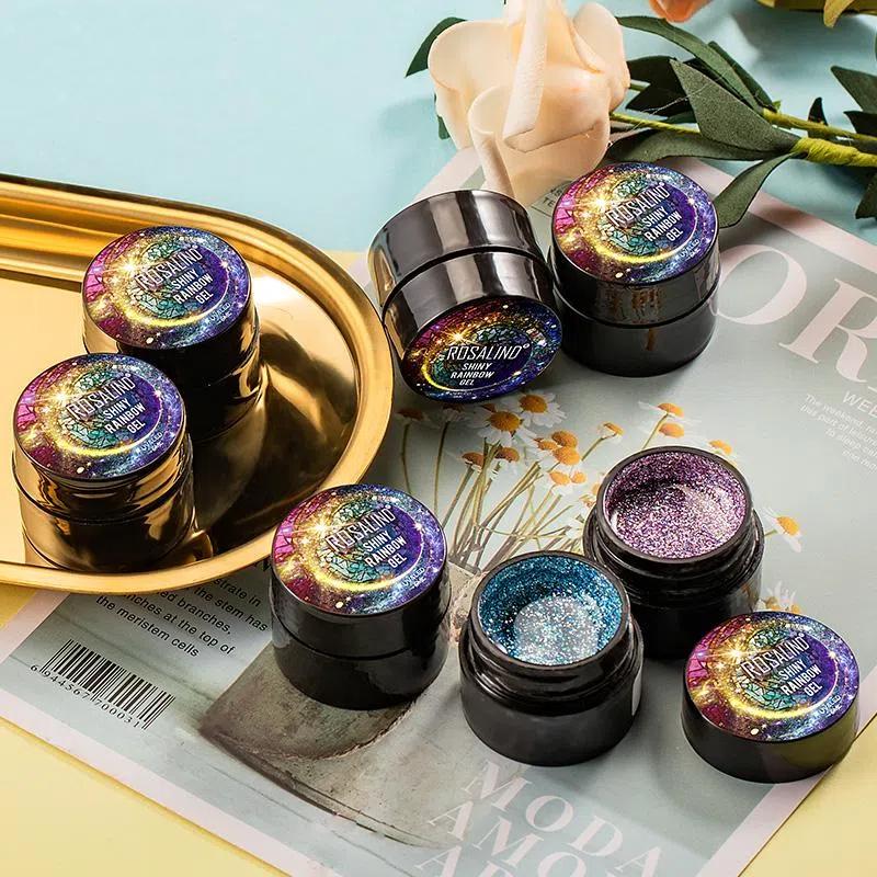 UV-Nagellack, Neon-Regenbogen-Hybridlack, Platin-Gelfarbe für die Maniküre