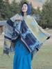 Autumn Winter Elegant Retro Print Scarf Women Layers Poncho Warm Tassels Scarve Capa Para Mujer Pashmina Cloak Wrap Shawl