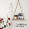 2pcs Wooden Wall Storage Rack Sling Rope Hanging Plant Flower Pot Shelves Home Decorations