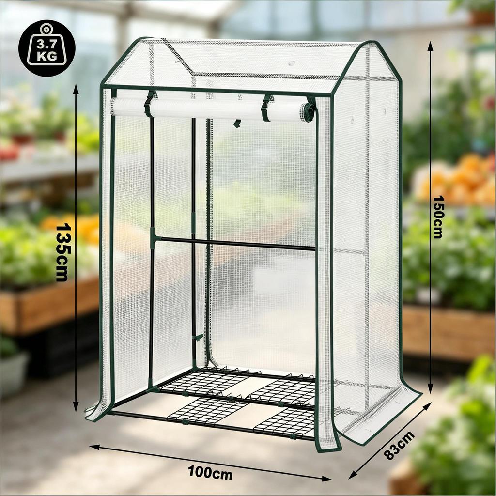 Durable Greenhouse, Plant Winter Tent with Roll-up Front Zipper Door, for Balcony, Patio, Garden
