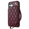 Plush Plaid Card Holder Phone Case for Apple 16 with Lanyard - Full Coverage, Luxury Style