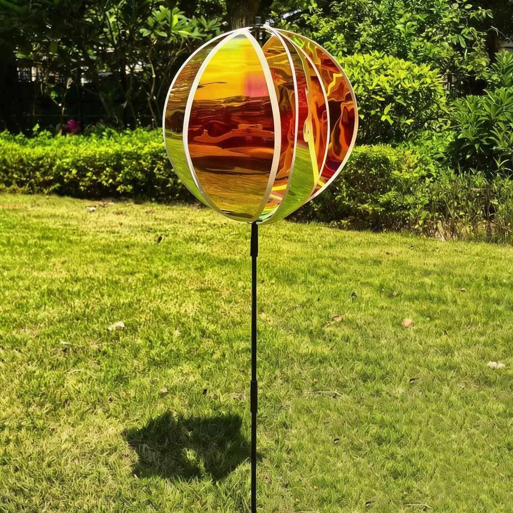 

Блискуча Смугаста Веселка Ефект Кольорова Плівка Обертова Сфера Міцний Пластик З Кілочками Веселковий Вітер червоний