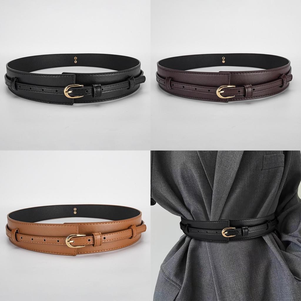 Ladies Dual Fashion Use Pu Leather Waist Belt Wide Belt For Work And Casual Use