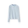 Semir Women's Long Sleeve T-shirt with Half High Neck and Split Design 2025 Winter Embroidered Slim Fit Fleece Top